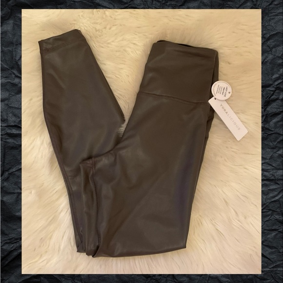 Yogalicious Faux Leather Lady Love Ankle Tights / Leggings - NWT Small Pavement - Picture 1 of 9